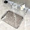 Water Wave Tray with Handles Versatile Rectangular Vanity Tray Clear Decorative Platter Bright Luxury Design for Living Room