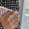 Chic 925 Sterling Silver Wide Ring Featuring Modern Geometric Patterns For Women