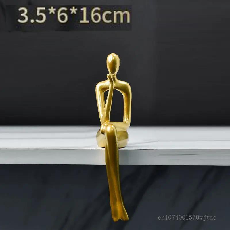Luxury Gold Abstract Figure Sculpture Home Decoration Office Wine Cabinet Living Room Decor Resin Beautiful Woman Sculpture, 1Pc