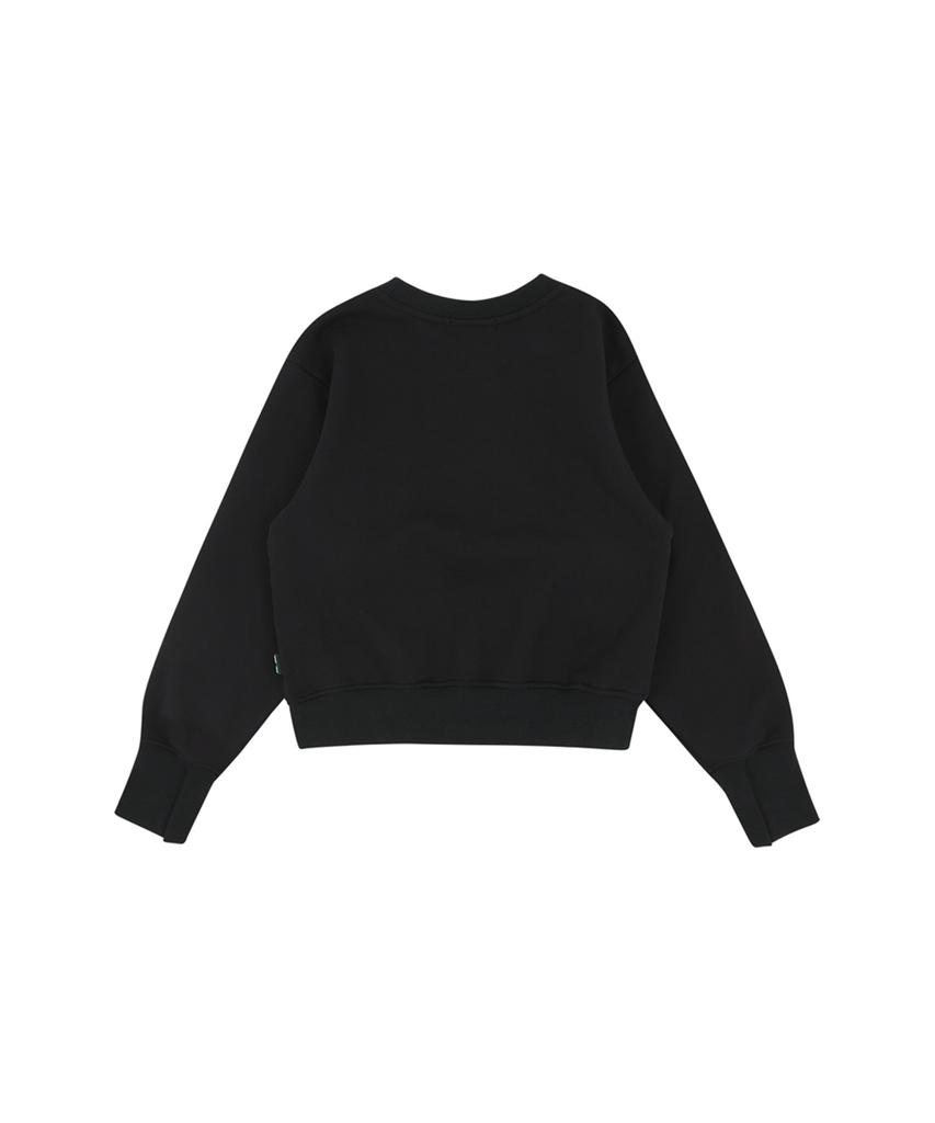 AVEN Round Neck Semi-Crop Sweatshirt Black