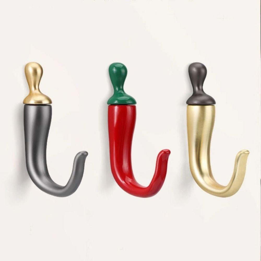 Creative Pepper-Shaped Coat Hook Wall-Mounted Space Saving Key Hook Screw Installation Miscellaneous Hooks Home