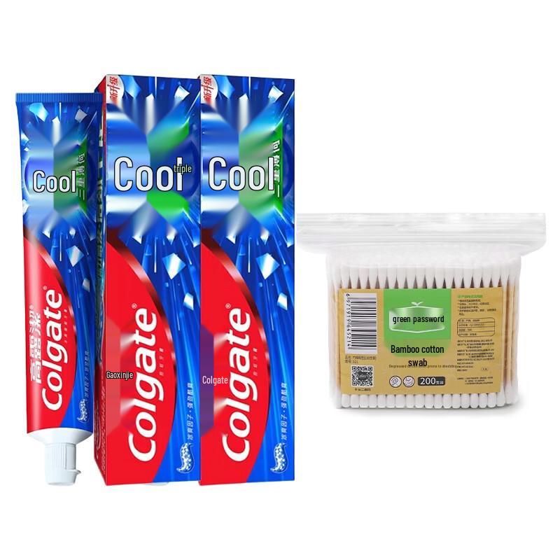 Colgate Fresh Mint Toothpaste & Cotton Swabs Value Pack