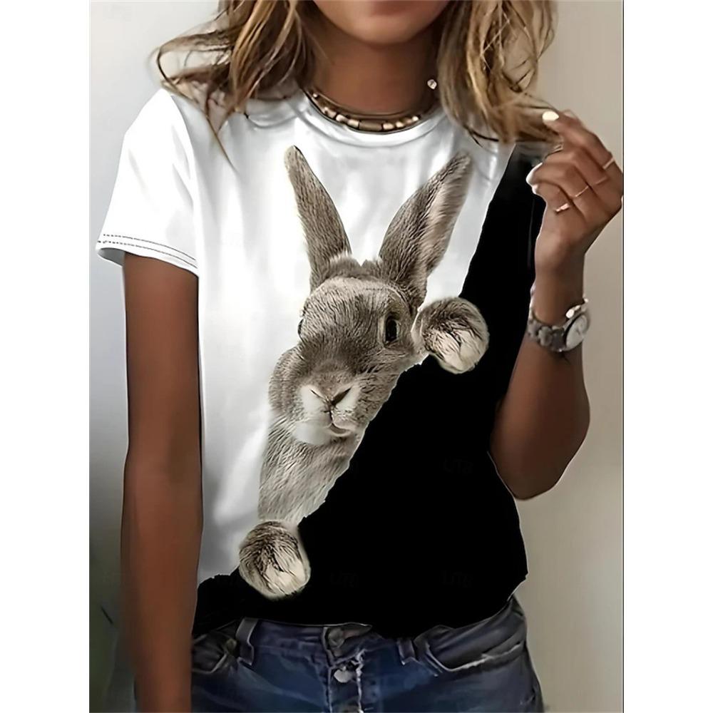 Summer New Easter Bunny Pattern T-shirt Women Girls 3D Printed Short Sleeve Women Street Casual Harajuku Tee Shirt Kids Clothing