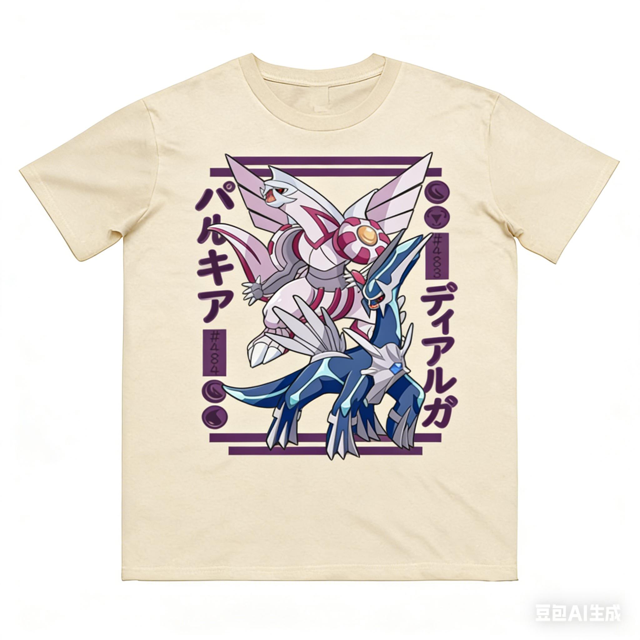 Palkia Dialga Printed Pure Cotton T-shirt for Men and Women Spring/Summer New Collection Fashion Short Sleeved Shirt S