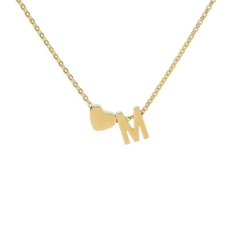Kulei Stainless Steel Jewelry European and American English Letter Peach Heart Love Combination Necklace