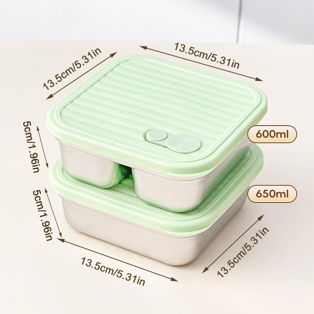 

WORTHBUY 2Pcs 304 Stainless Steel Food Container Stackable Fridge Sealed Fresh-Keeping Box Fruit And Vegetable Meat Storage Box