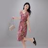 SOFSIL 2026 Summer 100% Silk Chinese Style Print Dress