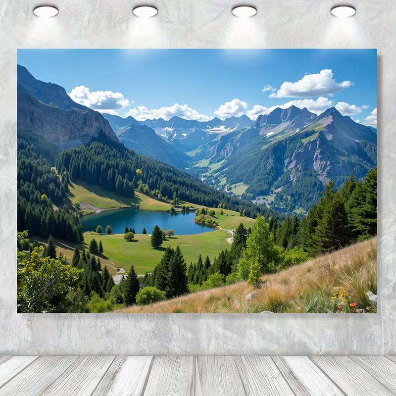 2D Alpen Naturlandschaft Wandteppich Ästhetisches Landschaftliches Wandbehang Tuch 47.2x31.5inch/120*80cm
