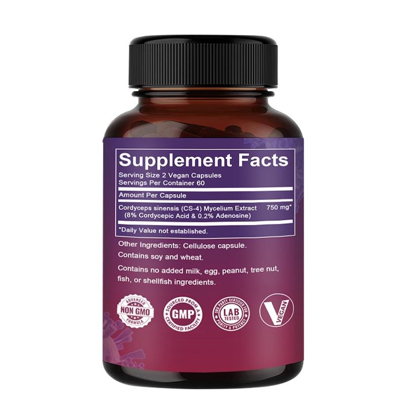 Soomiig Cordyceps Sinensis CS-4 Extract Supplement, 1500mg/serving, 8% Cordycepic Acid, 120 Caps