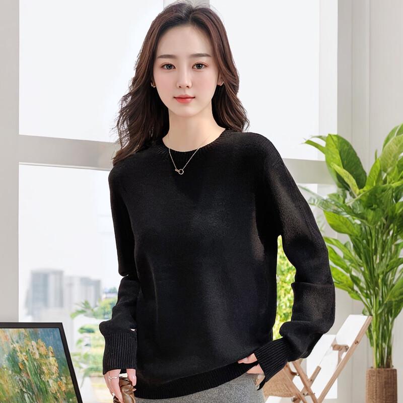 Mokana Women's Basic Round Neck 99% Wool Sweater MKNJD2848