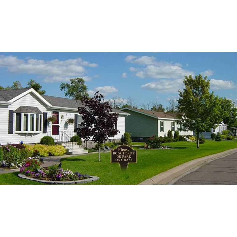 Do not Drive or Park on Grass Sign, Yuntarda 2-Pack 10”x14” Double Sided Stay Off Grass Sign with Integrated Stake Rust-free Aluminum Yard Sign