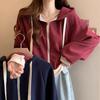 Plus Size Korean Style Hooded Sweatshirt Jacket - Slimming Autumn Streetwear, Belly Covering Short Cardigan for Women