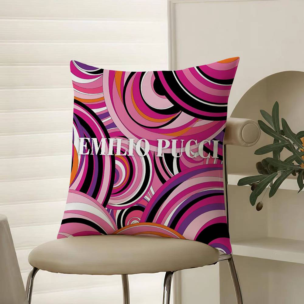 P-Prince Of Prints Emilio Pucci-Famous Pillow Case Comfort Sofa Bed Silky elegant Invisible zipper Decorative cushion cover