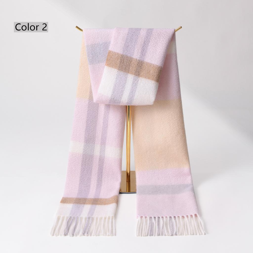 Winter 100% cashmere Scarf Women Luxury Warm Shawls Wraps Checkered Pashmina Foulard Femme Ladies Plaid Scarves