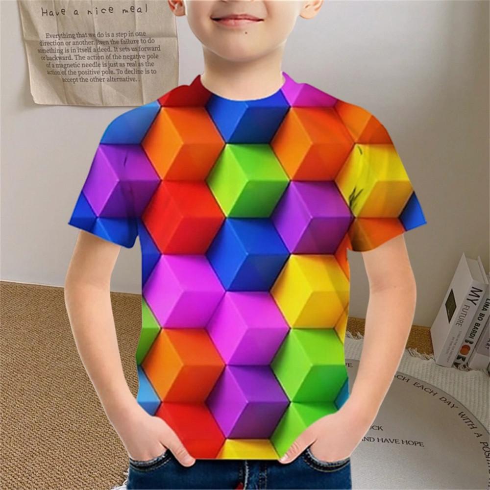 

Детская одежда Футболка с цветными частицами для мальчиков и девочек Детская одежда для мальчиков Детский топ Летняя повседневная футболка с коротким рукавом от 7 до 10 лет 130