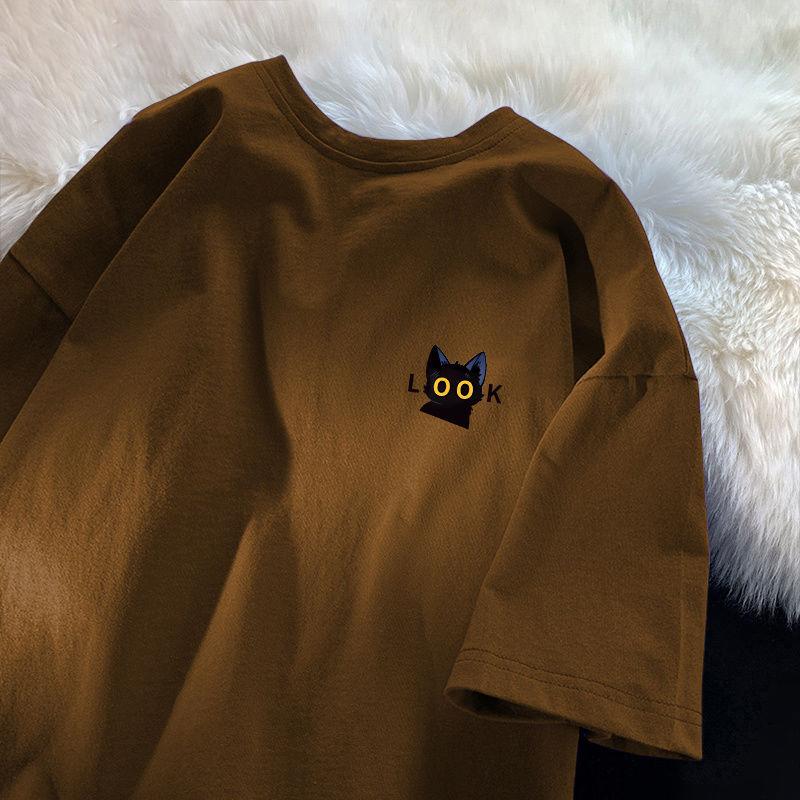 Cotton Short Sleeve T-shirt Women Loose Fashion Medium Sleeve Tops Summer Vintage T-Shirt