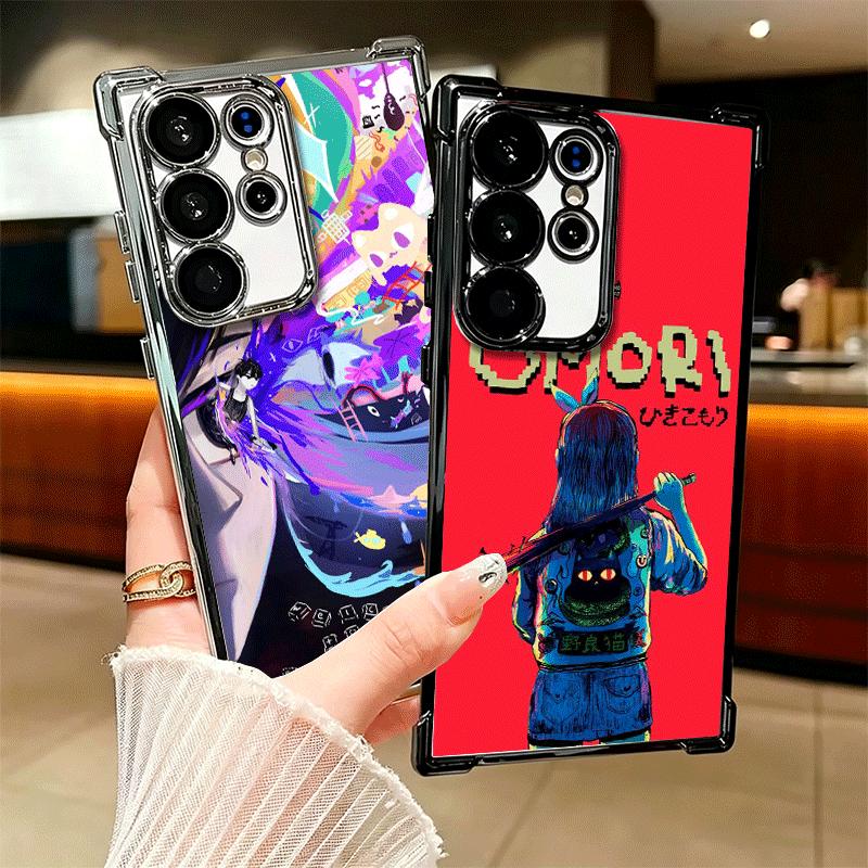O-Omori Cartoon Game Soft Phone Case For Samsung Galaxy S26 Ultra S25 Edge S24 FE S23 Plus S22 S21 + S20 Plating Anti-Fall Funda