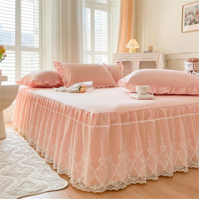 Luxury Lace Bed Cover Queen/King Size Bed Sheet Skirt Solid Color Plain Bed Skirts for Doubel Bed (pillowcase Need Order)
