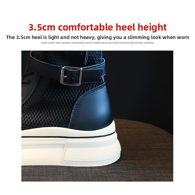 Summer Boots for Women Fashion High Top Casual Platform Boots Breathable Hollow Out Mesh Boots for Women Mid-Calf Botas Sneakers
