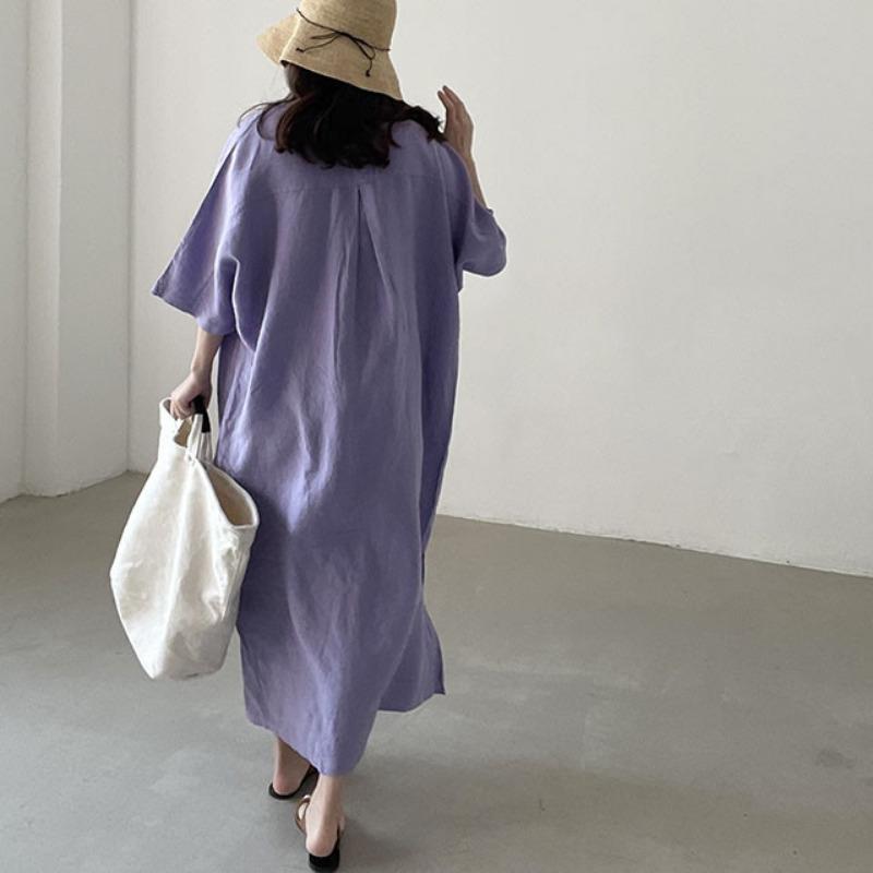Loose Short Sleeve Long Shirt Dress