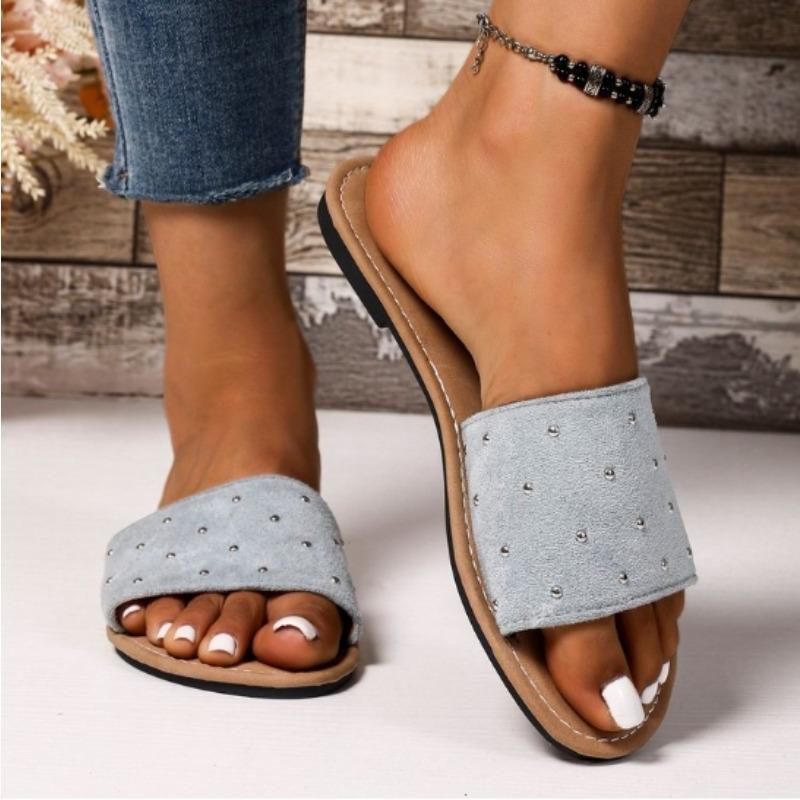 Fashion New Style Hollow Out Flat Slipper Leather High Quality Summer Sandals New Luxury Design Women's Shoes Beach Slides Zapatos Mujer