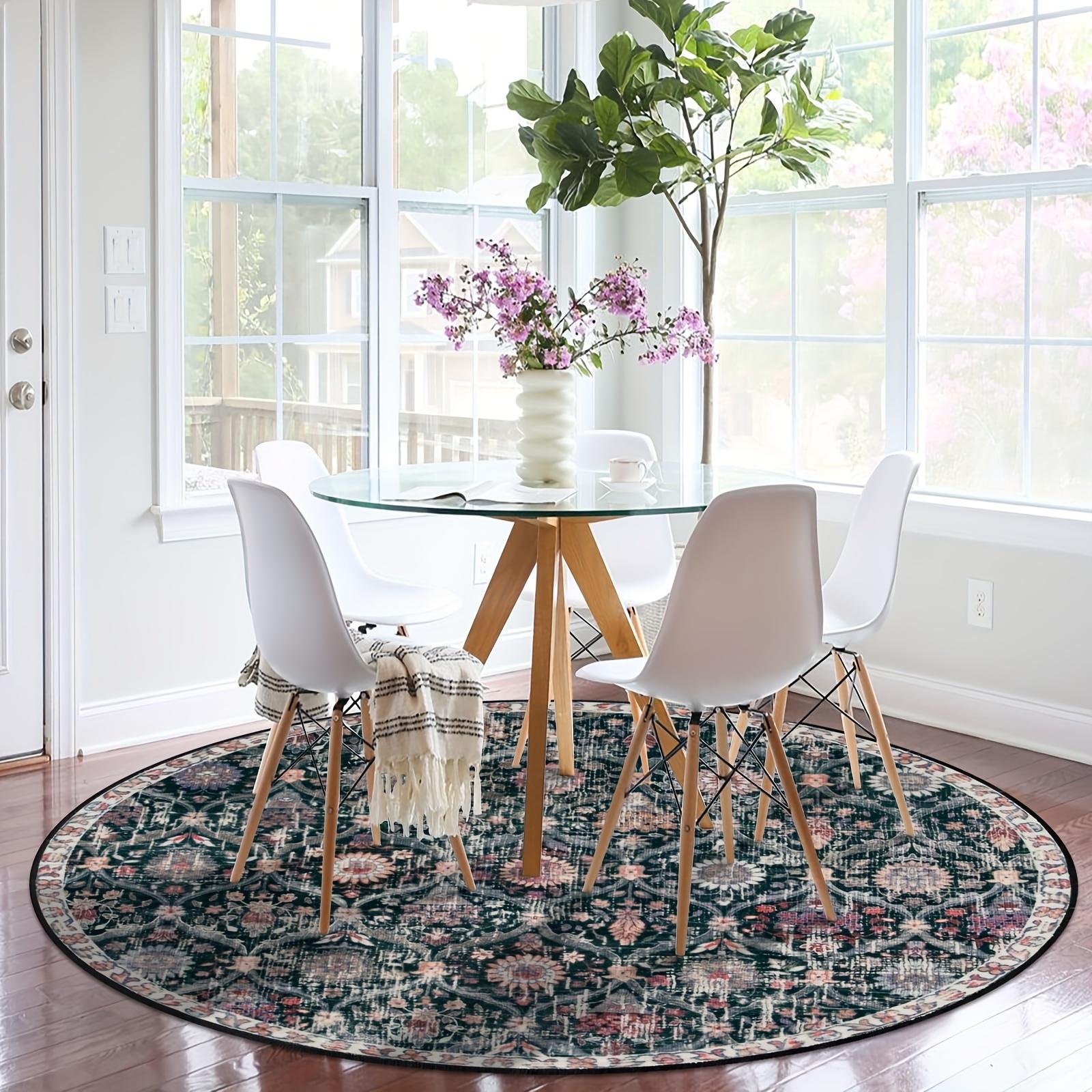 

Large Ultra-thin Moroccan Trellis Round Rugs Non-Slip Washable Soft Throw Rug Vintage Circle Carpets for Living Room Bedroom 40x40cm