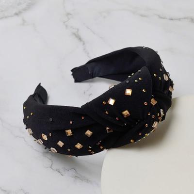 LALA Jeweled Knot Hairband - Black