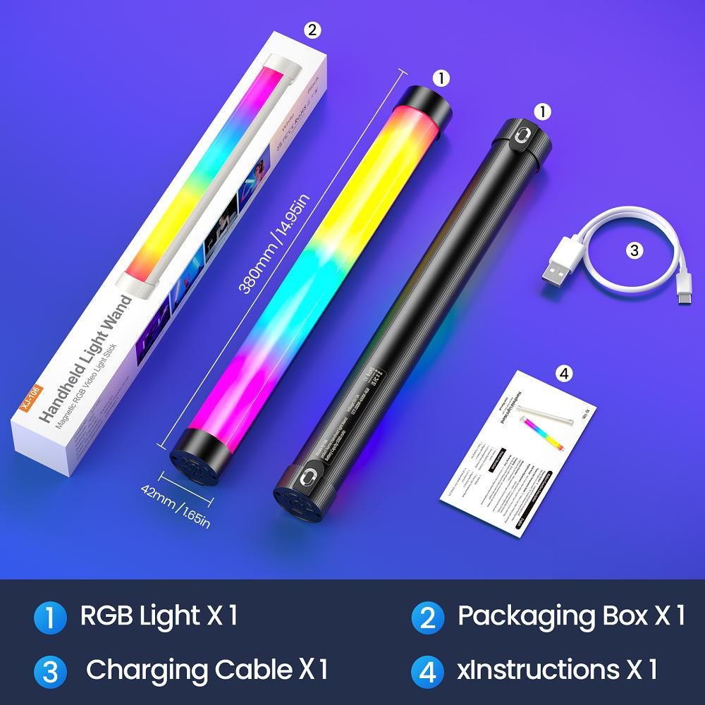 

Magnetic Handheld Light Wand RGB Mini LED Video Light Stick with 5000mAh Rechargeable Battery 3000-6500K чорний