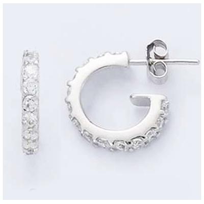 [G1087] - Silver Hoop Earrings 'Déesse' Silver White (rhodium-plated) - 12x2 Mm