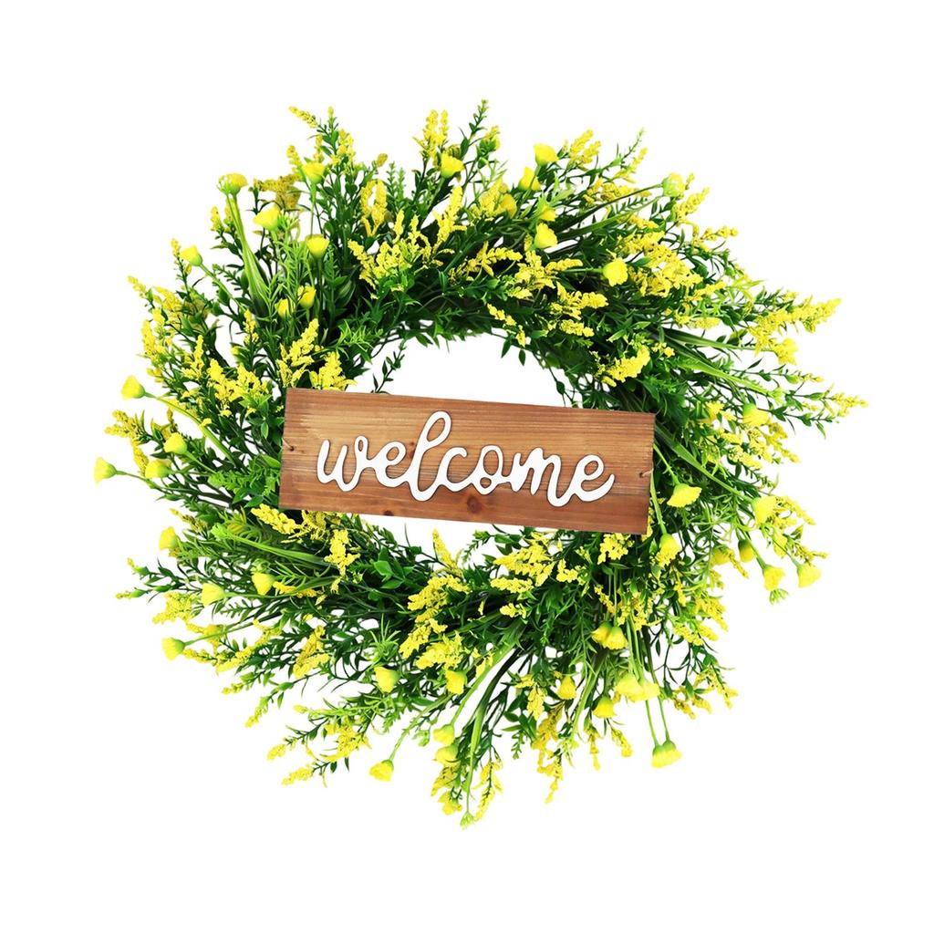 Summer Sign Lavender Wreath Green Leaves Garland Door Decorative Artificial 50cm Letter Sign Door Decor for Porch Stairs Home