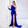 Amazon Europe and the United States Hot-selling Fashion Diagonal Collar Slim Dress, Sexy Split Streamer Long Party Dress