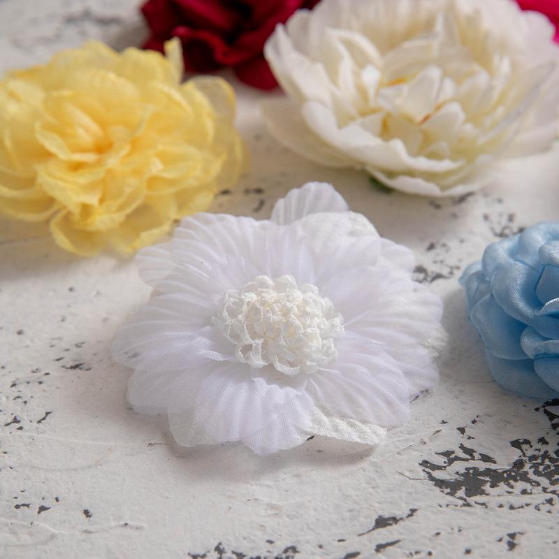 Colored Camellia Rose Fabric Broken Hair Duck Bill Clip Korean Flower Bangs Clip Photo Hair Accessories Woman