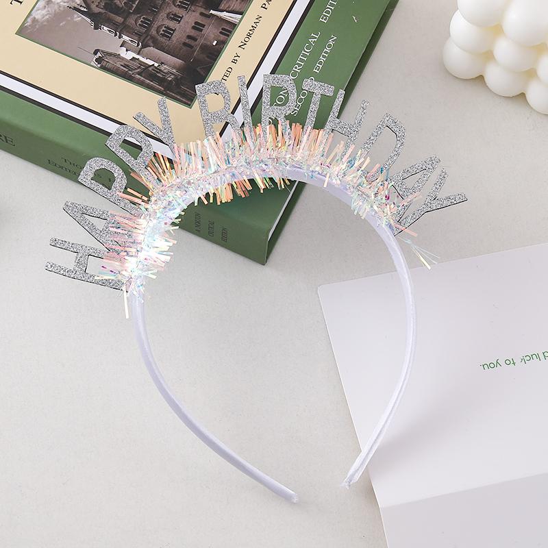 Large Korean-style Birthday Hat Glitter Happy Birthday Hair Band DIY Party Headwear Children Waterproof Plastic Indoor