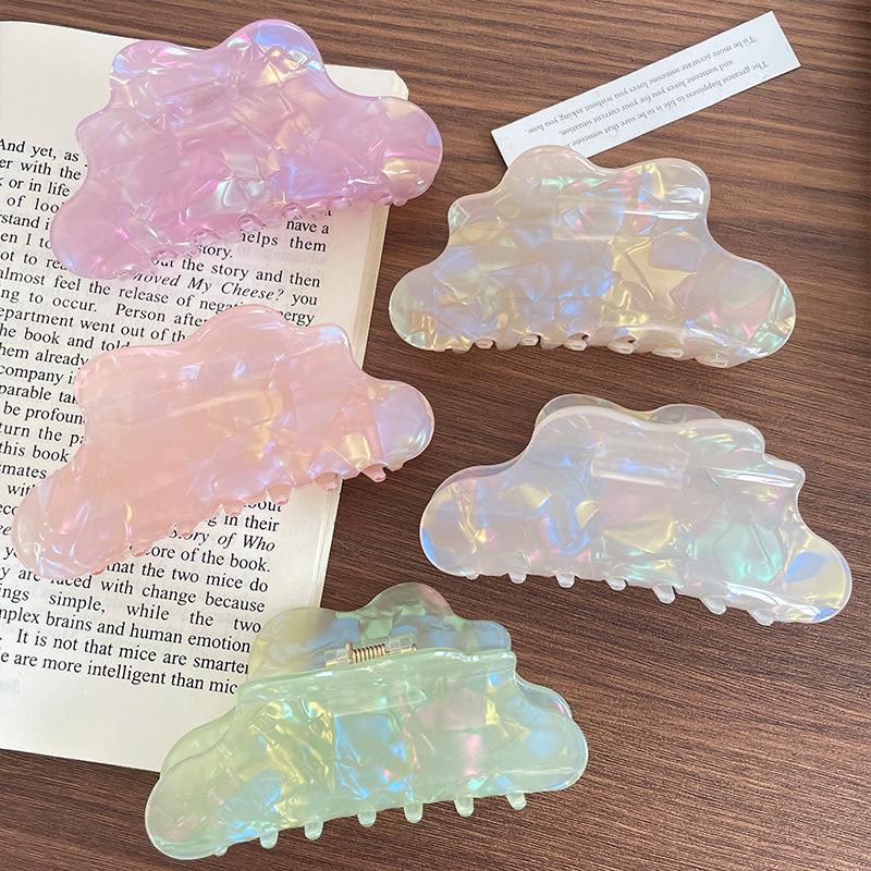 Iridescent Mermaid Claw Clip: Medium Acetate Hair Accessory for Women, Designed for Thin Hair
