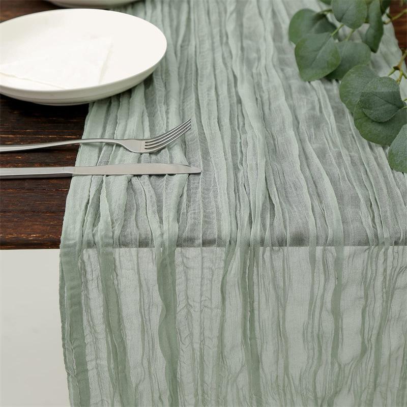 90x300 cm pletená látka běhoun Svatební narozeninová oslava banket dekorace gázová látka voálový ubrus Twist table cover