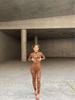 New Women's European & American Style Slimming Long Sleeve See-Through Flocked Jumpsuit
