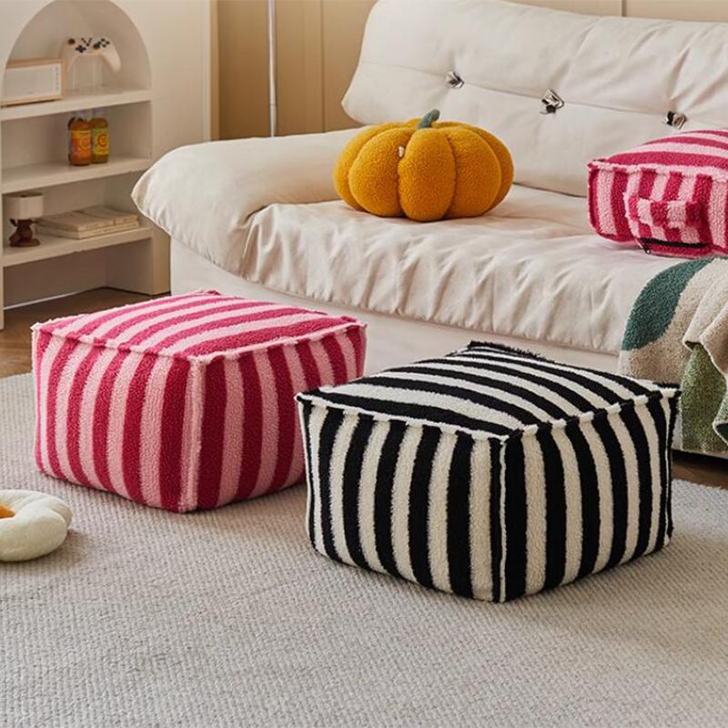 Thicken Velvet Lamb Wool Seat Cover Unstuffed Pouf Footstool Ottoman Soft Fleece Footrest Cushion Cover No Fillings Futon