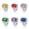 Wish Hot Sale Color Treasure Set Inlaid Oval Zircon Ring Pompous Luxury Design Ring
