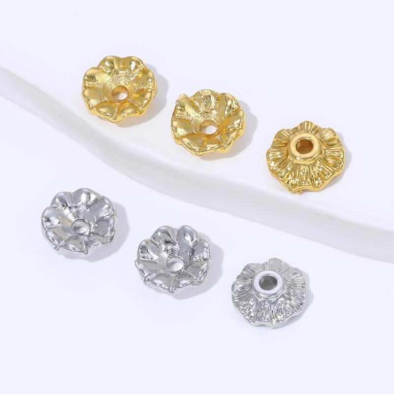 18K Gold Plated Brass Wave Shape Beads Caps 8mm Spacer End Caps For DIY Handmade Bracelet Jewelry Making Accessories