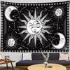 Bohemia Mandala Tapestry Sun and Moon Tapestry Wall Hanging Tarot Hippie Wall Rugs Room Dorm Decor Blanket Black and White Color
