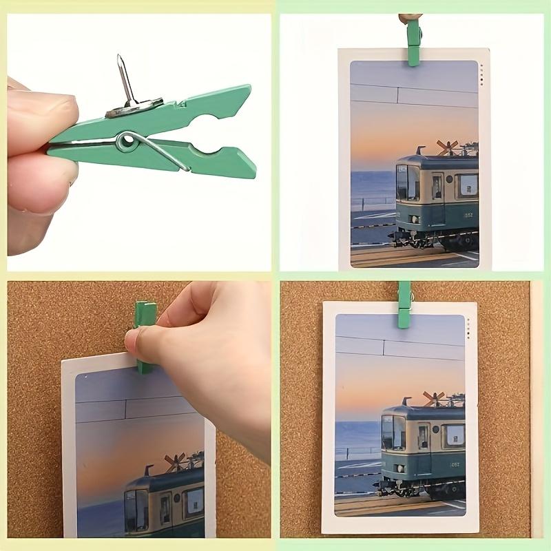 50pcs Pastel Push Pins with Wooden Clips-Colorful Thumb Tacks for Classroom,Office, Home Bulletin Boards|Vibrant Push Pins