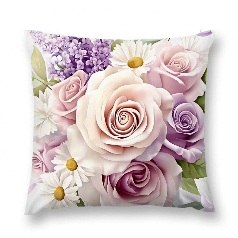 New Flower And Bird Pillow Cover Fresh Home Living Room Sofa Bed And Breakfast Bay Window Cushion Cover Premium