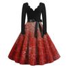 Women's Casual Fashion Halloween Printed V-Neck Vintage Dress