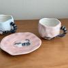 Creative Cute Cat Ceramic Coffee Mug with Saucer Set Unique Irregular Design Coffee Cup With Handle  for Latte Tea Milk 300ml