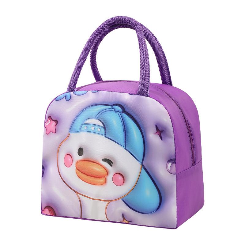 Cute Bento Bag with Rice, Portable Lunch Bag, 3D Three-dimensional Printed Cartoon Preservation and Insulation Lunch Box Bag