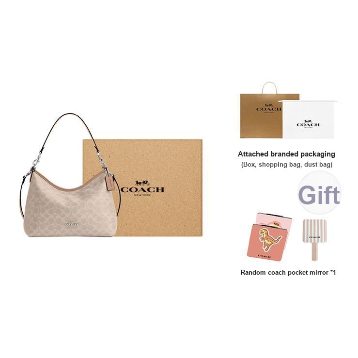 Coach Laurel Large Khaki Coated Canvas Monogram Crossbody Tote Bag With Silver Hardware And Detachable Shoulder Strap Women Bags CEY95-SVPWH