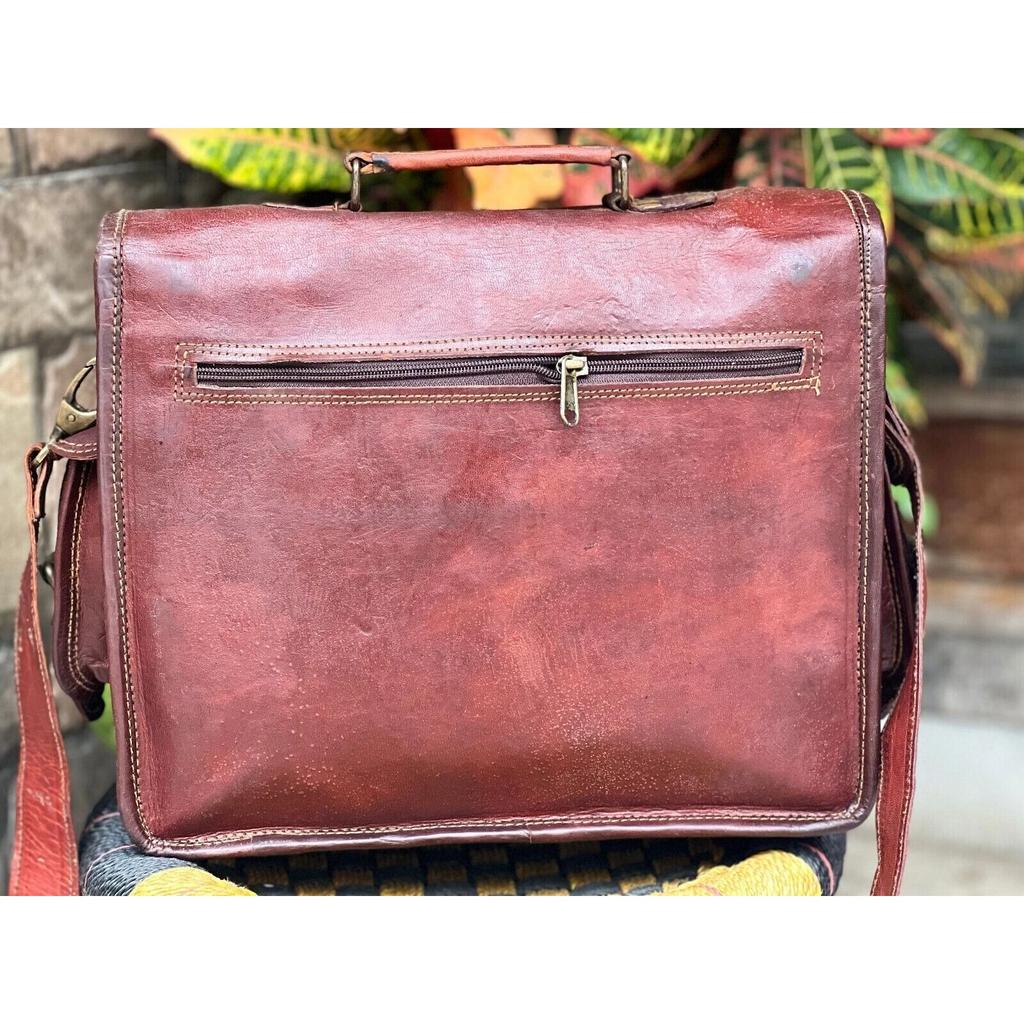 Genuine Vintage Leather Bag Men's Messenger Shoulder Laptop Bag Briefcase