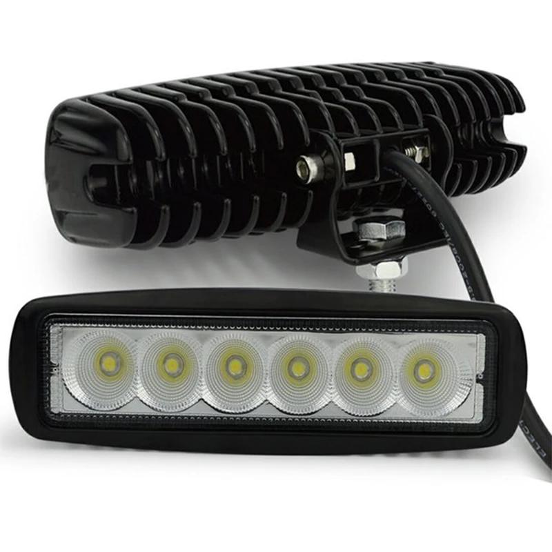 2PCS 18w 6 LED Car Work Light DRL Spotlight High Bright Waterproof Auto Offroad SUV Truck Headlights Driving Lamp 12V 24V 6000K