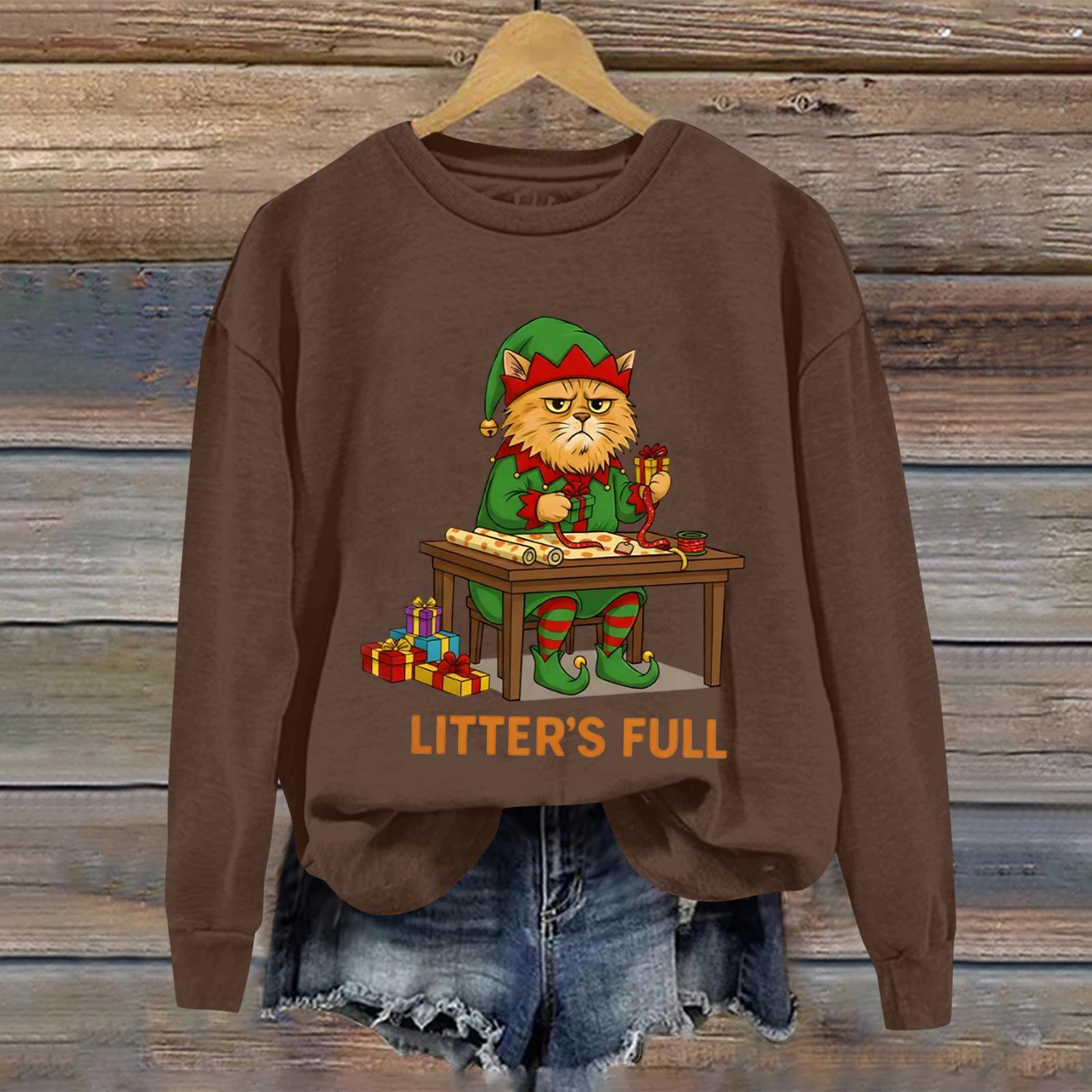 

Женский модный и забавный свитшот с принтом, круглым вырезом и длинными рукавами, повседневный пуловер S коричневый