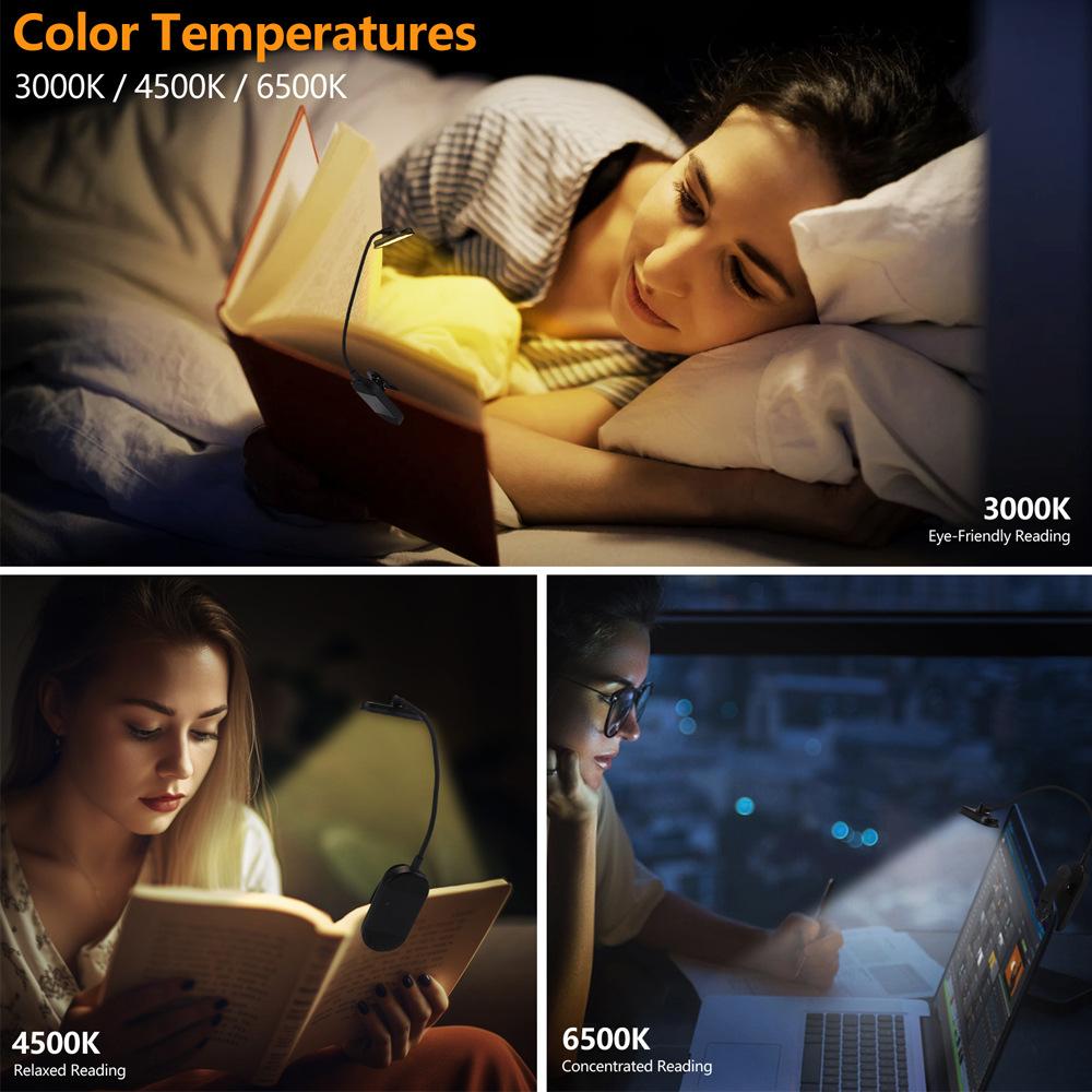 LED Clip On Mini Book Lamp Usb Rechargeable Reading Lamp Book Reading Light Portable Read Book Light Bedroom Reading Night Light